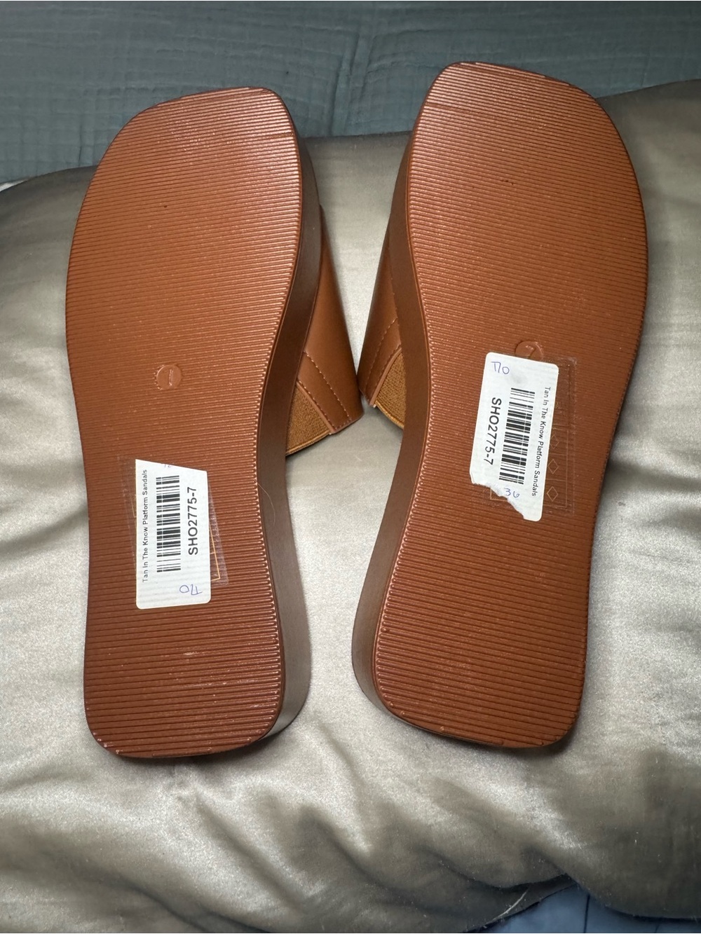 Pierre Dumas Tan Platform Slide Sandals - Picture 7 of 7